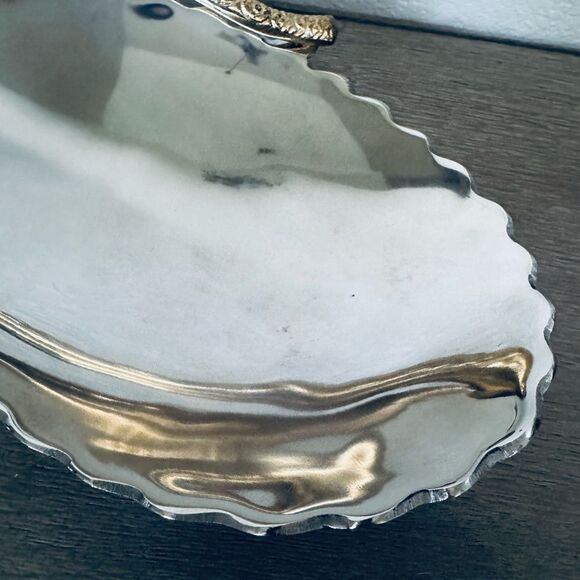 Metallic Silver Gold Bird Tree Branch Serving Bowl Dish - Picture 6 of 8